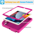 SUPLIK Kids Case for iPad 9th/8th/7th Generation - iPad 10.2 inch 2021/2020/2019 Case with Built-in Screen Protector, Durable Shockproof Handle Stand Kids Case for Apple iPad 7/8/9 Gen, Pink