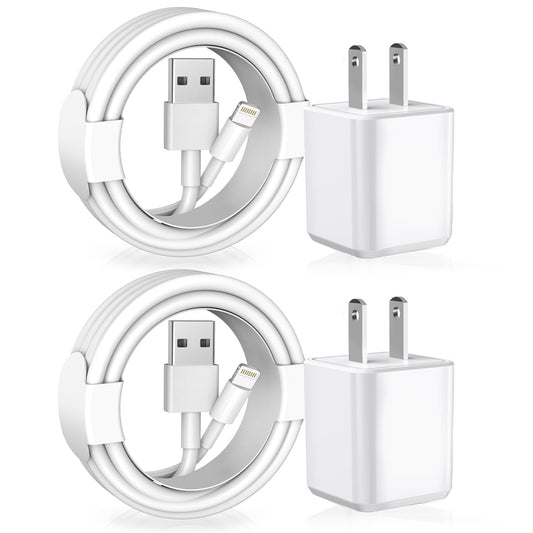 [Apple MFi Certified] iPhone Charger, 2Pack Lightning Cable Apple Charging Cords &Fast Quick USB Wall Charger Travel Block Plug Adapter for iPhone 14/13/12/11 Pro/11/10/XS MAX/XR/8/7/6s/6 Plus