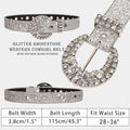 Ceinture western à strass pour femme Mealah Ceinture Bling-Cowboy - Ceintures Cowgirl à boucle en diamant scintillant Ceinture à paillettes pour 28-38''