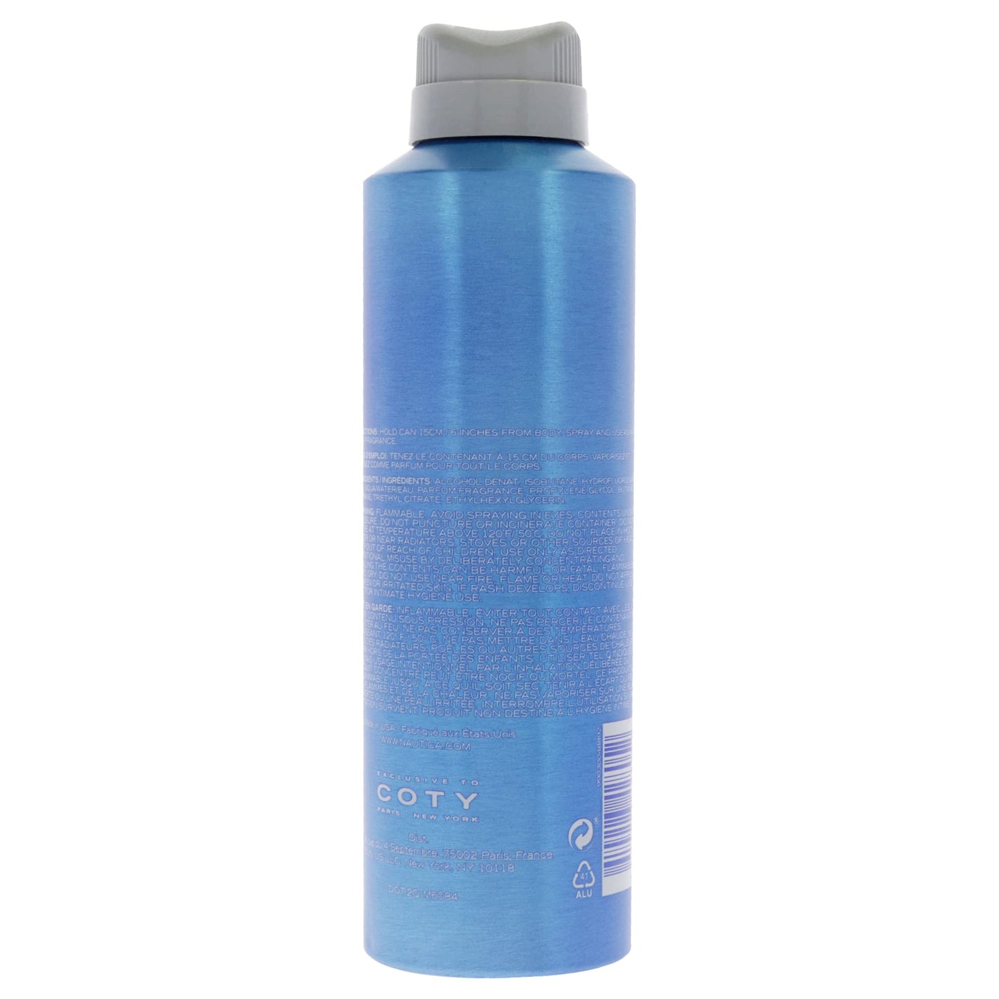 Nautica Blue Deo Body Spray 6 fl oz (Pack of 1), Notes of Basil, Jasmine, and Cedarwood, Men's Fragrance, Long Lasting, Everyday Fragrance