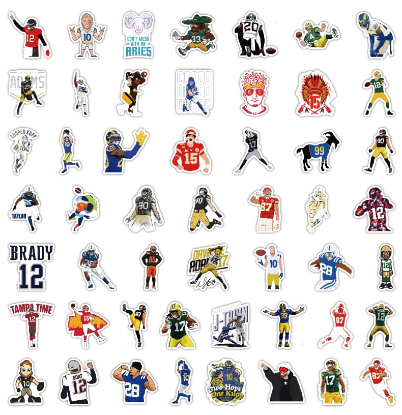 102pcs Football Rugby All Star Stickers for Water Bottles,Rugby Decals Decoration Sticker for Boys，Waterproof Decals for Laptop，Computer，Car，Guitar，Bumper，Skateboard，Gifts for Kids Adult