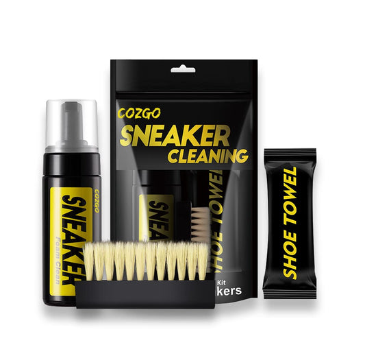 COZGO Shoe Cleaner Kit for Sneaker, Water-Free Foam Sneaker Cleaner 5.3Oz with Shoe Brush and Shoe Cloth,Work on White Shoe,Suede,Boot,Canvas,PU,Fabric,etc