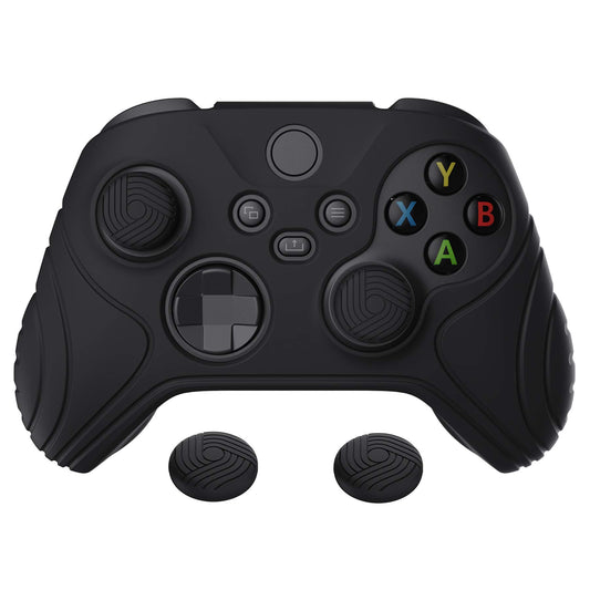 eXtremeRate PlayVital Samurai Edition Coque en silicone antidérapante noire pour manette sans fil Xbox Core, étui de protection ergonomique pour manette Xbox Series S/X avec poignées pour le pouce