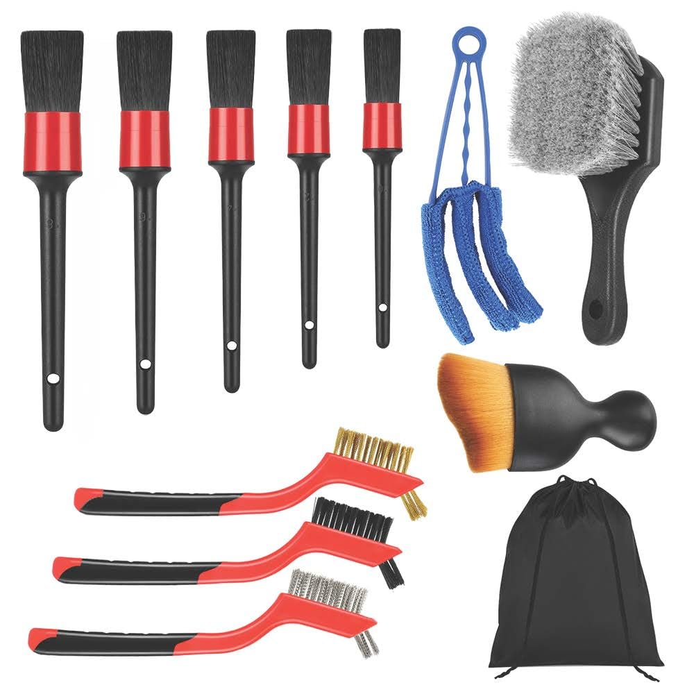 Car Detailing Brush Set, 11Pcs Car Detailing Kit Includes Car Interior Detailing Brushes, Car Wheel & Tire Brush for Rim Cleaner, Car Cleaning Brush for Dust, Engine Brush, Air Vent Brush