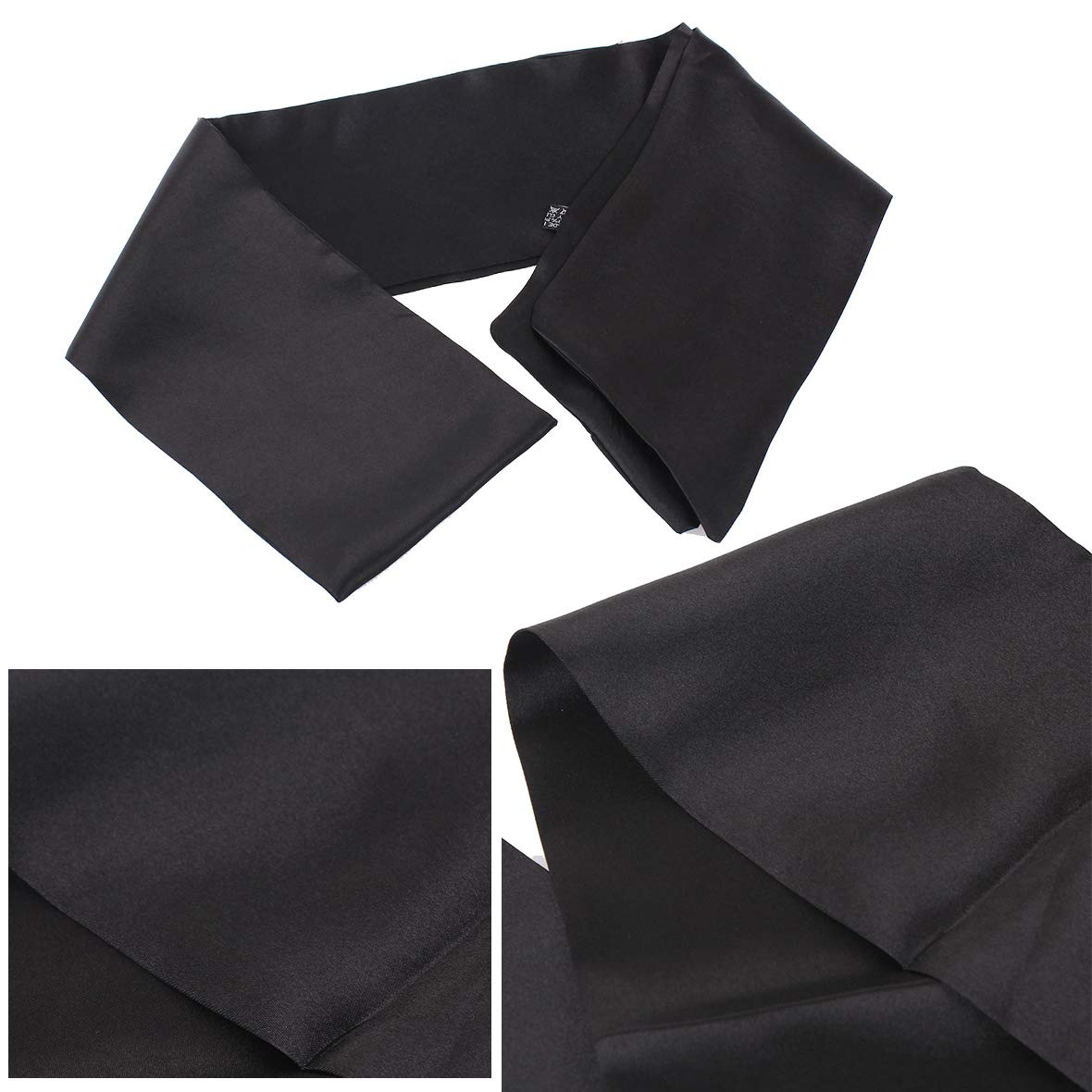 XTREND Lot de 2 foulards en satin pour femme, 147 cm, en soie, antidérapant, pour le yoga, le maquillage, le visage, le sport (2 pièces, noir)