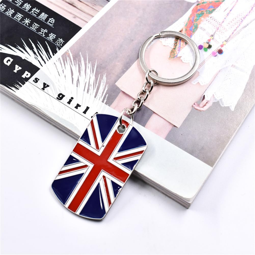 Porte-clés NISCAYA Drapeau du Royaume-Uni Porte-clés de voiture en métal Pendentif Porte-clés Union Jack Drapeau britannique GB Drapeau du Royaume-Uni Porte-clés Souvenir de voyage Bijoux, Bleu, M