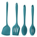 P&P CHEF Blue Kitchen Utensil Set, 4 Pieces Non-stick Silicone Cooking Utensils, Heat-resistant Slotted Solid Spoon Turner for Frying, Mixing, Serving, Non-toxic & Easy to Clean