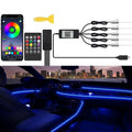 Car LED Interior Strip Lights, TEKSHINNY RGB Car Interior LED Light Wireless APP Button Remote Control, 5 in 1 Fiber Optic Ambient Lighting Kit with 236 Inches, EL Wire Lights for Car Inside