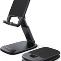 Lamicall Foldable Phone Stand for Desk - Height Adjustable Cell Phone Holder Portable Cellphone Cradle Desktop Dock Compatible with iPhone 16 15 14 13 Pro Max Mini, 12 11 XR X 8 Plus SE, Smartphone