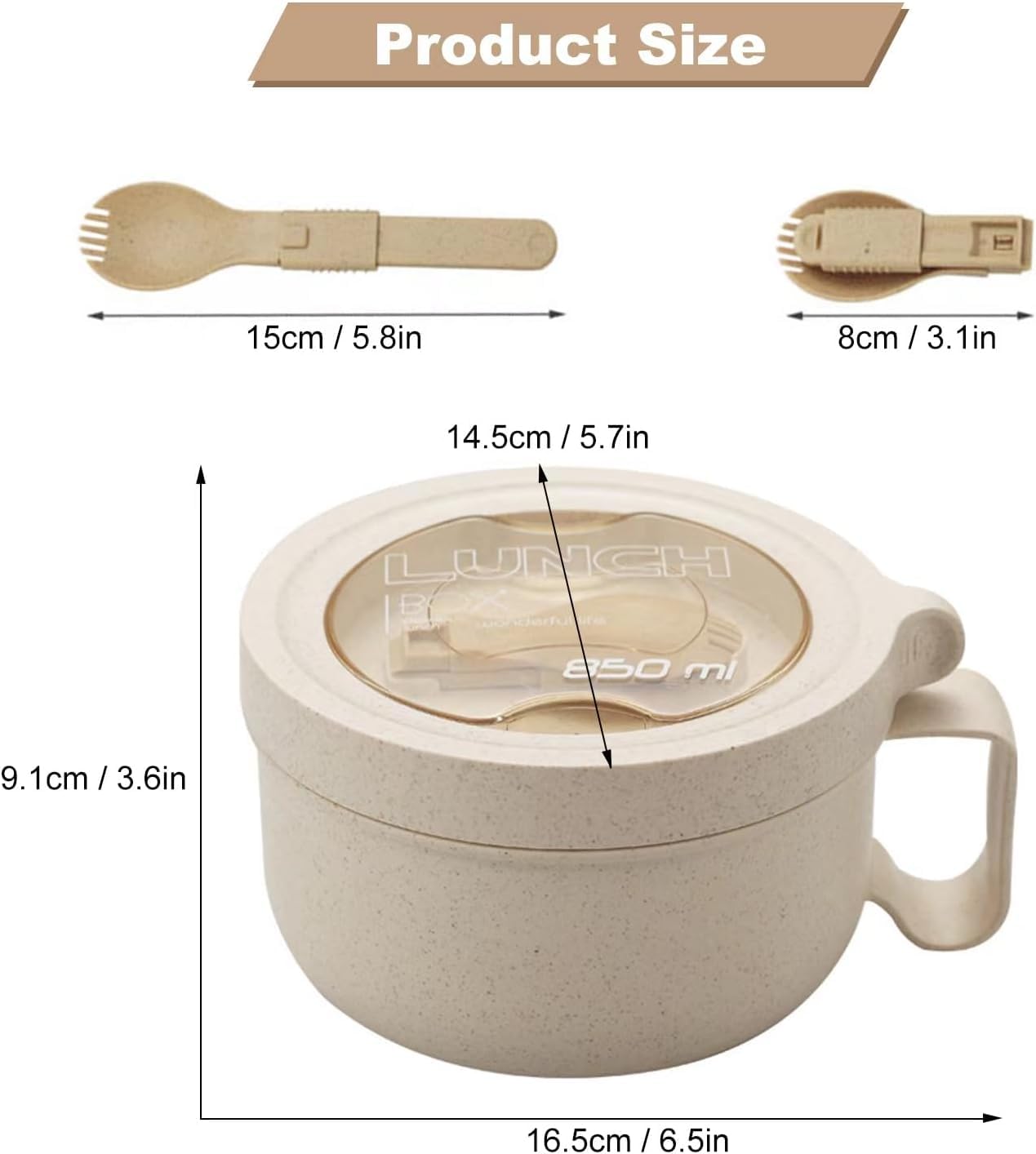 Rarapop 2 Pack Microwave Soup Bowl Containers with Lids, 28.7oz Wheat Straw Ramen Noodles Cup Mug for Instant Noodles,Oatmeal, Gumbo, Salad,Crunch,Cereal & More, Easy-Grip Design(Beige,Green)