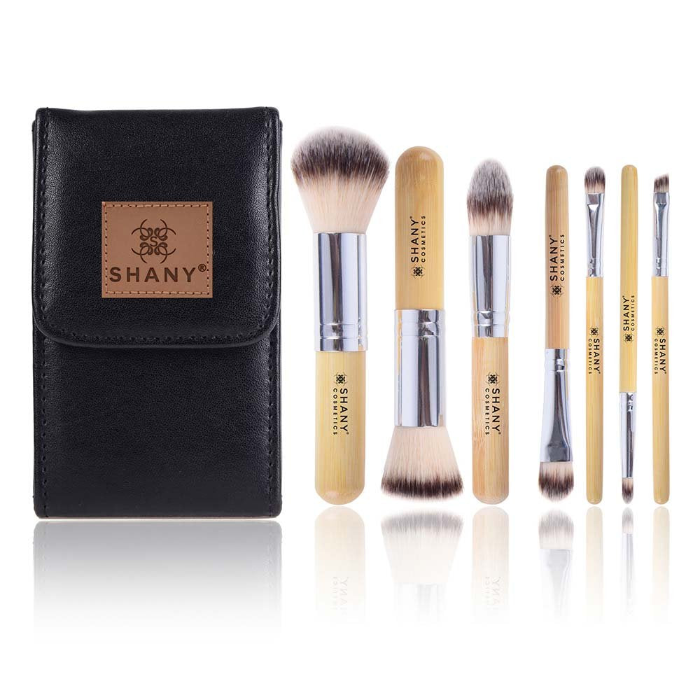 SHANY Makeup Brushes - I love Bamboo - 7pc Petite Pro Bamboo Make up brush set with cosmetics brush Carrying Case