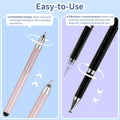 2-in-1 Stylus, Stylus Pen for Touchscreen, 2 PCS Stylus Pen for iPad, High Sensitivity & Precision Suitable for All Touch Screens of iPhone/ipad/Android Tablets (Black+Rose)