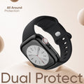 Sport Band Compatible for Apple Watch Band 40mm 41mm 44mm 45mm with Screen Protector Case, Soft Silicone Replacement Wristband Strap With TPU Cover for iWatch Series 9/8/7/6/5/4/SE Women Men