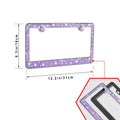 Piburth Bling Car License Plate Frame, Sparkly Rhinestone Stainless Steel License Plate Cover, Universal for Most Cars, SUVs, Vehicles with Screw Set, Auto Accessories for Women (Purple, 1PCS)