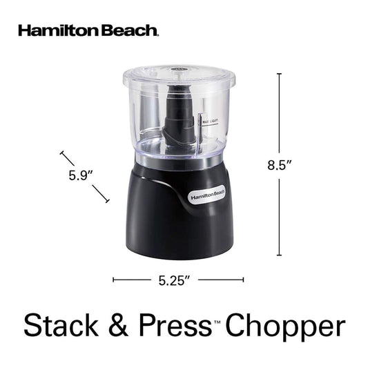 Hamilton Beach Electric Vegetable Chopper & Mini Food Processor, 3-Cup, 350 Watts, for Dicing, Mincing, and Puree, Black (72850)