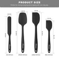 NileHome Silicone Spatula Set, Rubber Spatula High Heat-Resistant Premium BPA-Free One Piece Seamless Design Cooking Spatulas Utensils Set for Kitchen 4 pack (Black)