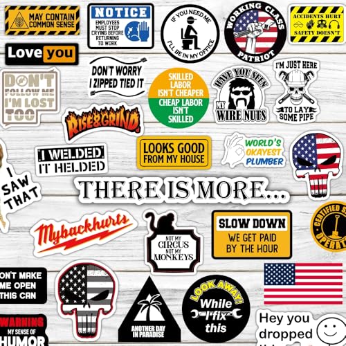 150 PCS Funny Hard Hat Stickers, Hilarious Decals for Tool Box, Helmet, Blue Collar Prank Meme Vinyl Waterproof Decal for Mechanics, Electricians, Union, Construction