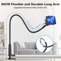 VIVI MAO Gooseneck Cell Phone Holder, Universal 360 Flexible Phone Stand Lazy Bracket Mount Long Arms Clamp for Phone 13 Pro Xs Max XR X 8 7 6 6s Plus and Other 3.5~6.7'' Device (Black)…