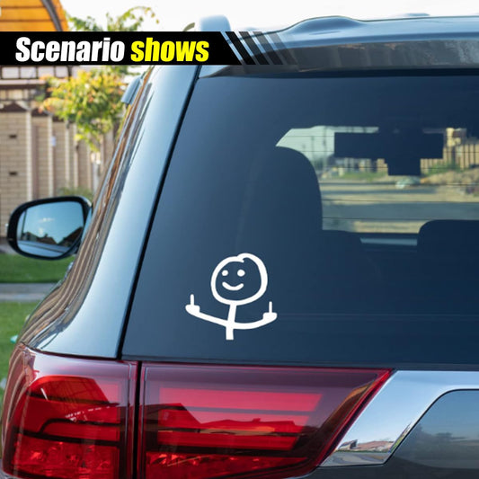 Car Fuck You Meme Vinyl Sticker Decal, Funny Personalised Cartoon Middle Finger Sticker, Fit for Cars Windows Bumpers Trucks Motorcycles or Any Other Smooth Surface (White Small)