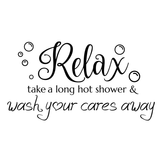 SUPERDANT Bathroom Wall Decals Relax Shower Door Decals Bath Wall Sticker for Dorm Take A Long Hot Shower Quotes Wall Art DIY Decor Wall Art Stickers Vinyl Bathroom Stickers Shower Doors