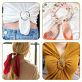 4PCS Scarf Ring Clip - T-shirt Ties Clips Clothes Corner Knotted Button for Women Fashion Metal Round Circle Shirt Clip Buckle Clothing Ring Wrap Holder Loose Tshirt Clothes Scarf Buckle(Gold)