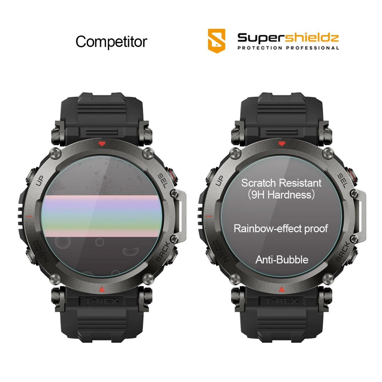 Supershieldz (paquete de 3) Diseñado para Samsung Galaxy Watch 7 (40 mm) / Watch 6 (40 mm) / Watch FE (40 mm) / Watch 5 (40 mm) / Watch 4 (40 mm) Protector de pantalla de vidrio templado, antiarañazos, sin burbujas