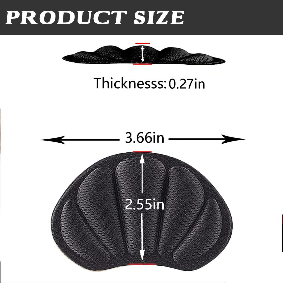 BIKBOK 4Pcs Unisex Heel Protectors for Loose Shoes, Heel Cushion with Self-Adhesive Pads for Sneaker Shoes Too Big(Black)