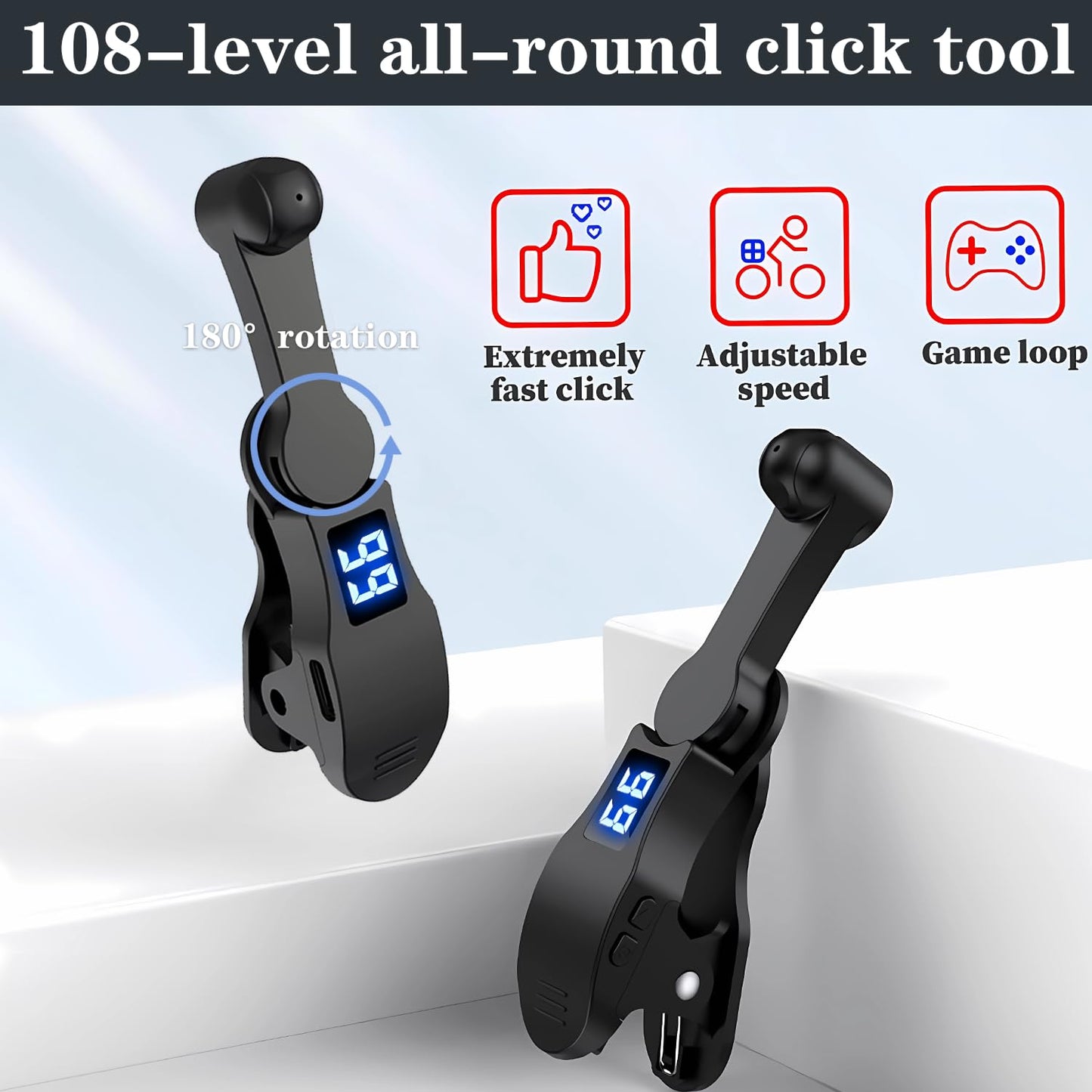 Auto Clicker for Smart Phone, Phone Screen Tapper for Phone Apps Video Live Streaming Gadget Fast Click Simulation Finger Continuous Click for Live Broadcasts Likes, Games, Shopping, Reward Tasks