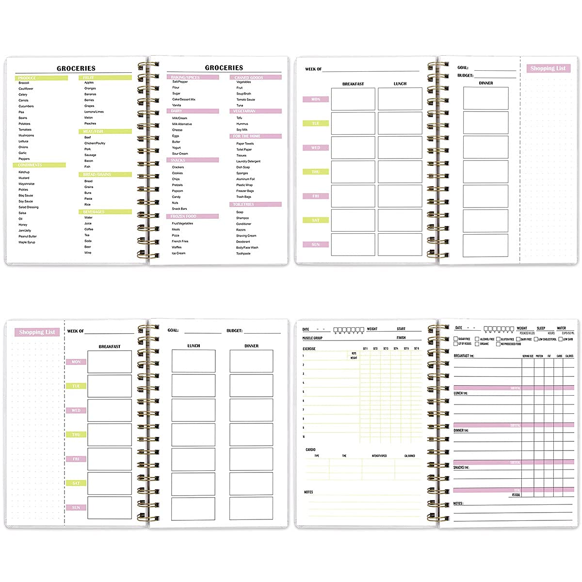 Journal de repas et de remise en forme Journal d'entraînement Journal de bien-être Carnet de notes Planificateur Perte de poids Régime Repas Exercice Entraînement Suivi de la santé 6,1" x 8,5" Couverture rigide