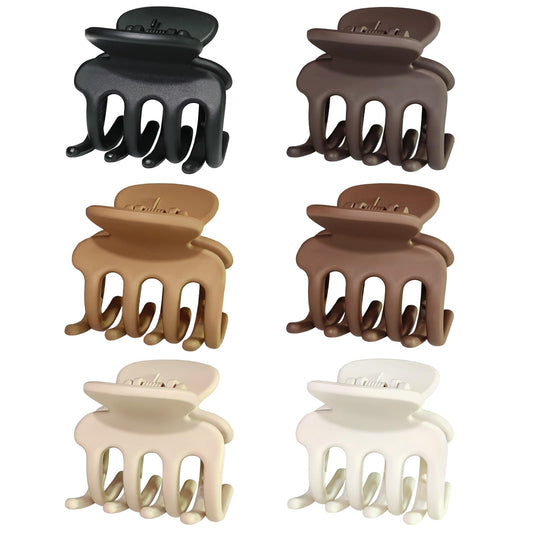 USDNICE 6 Pcs Hair Clips Small Claw Clips for Thin Hair Medium Matte Non-slip Hair Accessories for Women and Girls (Coffee)