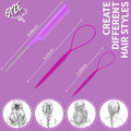 TsMADDTs Hair Braiding Tool Set - 3Pack with French Braid Tool, Rat Tail Comb, and Metal Pin Comb for Hairstyling, Purple