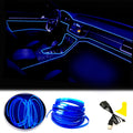 Tira de luces LED para interior de automóvil, cable de neón de 2 m, USB, 5 V, con protección por fusible para decoración de interiores de automóviles, con borde de costura de 6 mm, color azul Maxlaxer El Wire