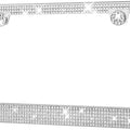 Cadre de plaque d'immatriculation HOTOR - Cadre de plaque d'immatriculation durable et étincelant pour femme, cadre en acier inoxydable et sans obstruction avec strass multifacettes, blanc, 1 paquet