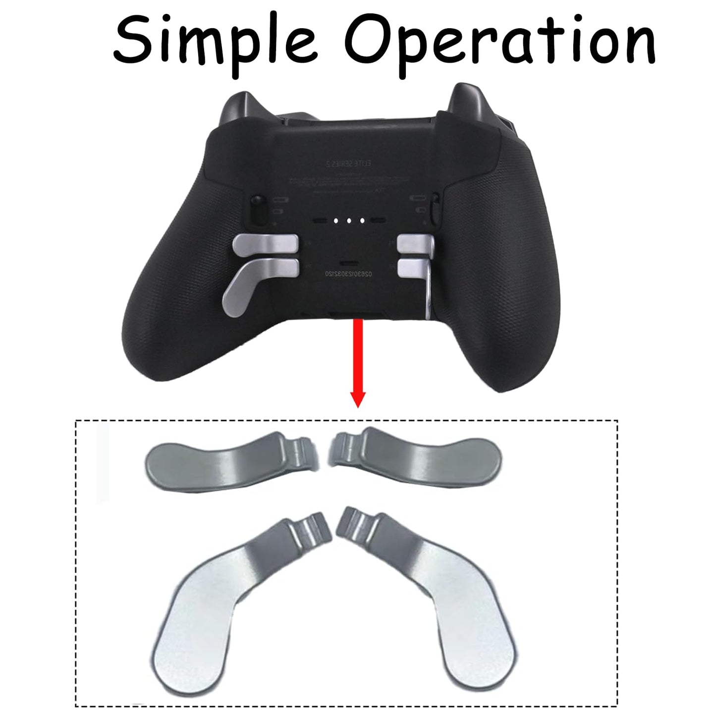 4 Pack Elite Series 2 Controller Paddles for Xbox Elite 2 Controller Paddles,Metal Elite 2 Controller Paddles for Xbox One Elite Controller Series 2 Back Buttons(Silver)