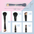 Jilier Travel Makeup Brushes with Case, 4 in 1 Makeup Brush Set, Powder Brush, Foundation/Blush Brush, Eyeshadow Brush, Concealer Brush, Double Ended Makeup Brush Ideal for Liquid, Cream, Powder