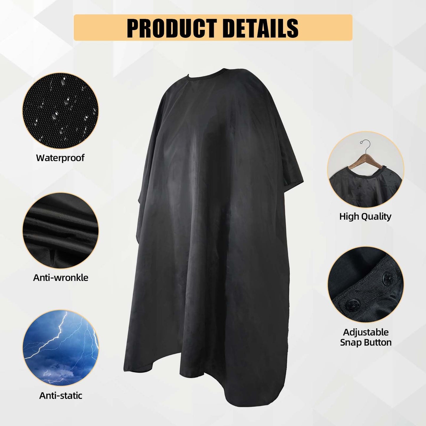 Omvoina Professional Haircut Cape with Adjustable Snap Closure and Neck Duster Brush, Salon Hair Cutting Cape, Barber Cape for Unisex