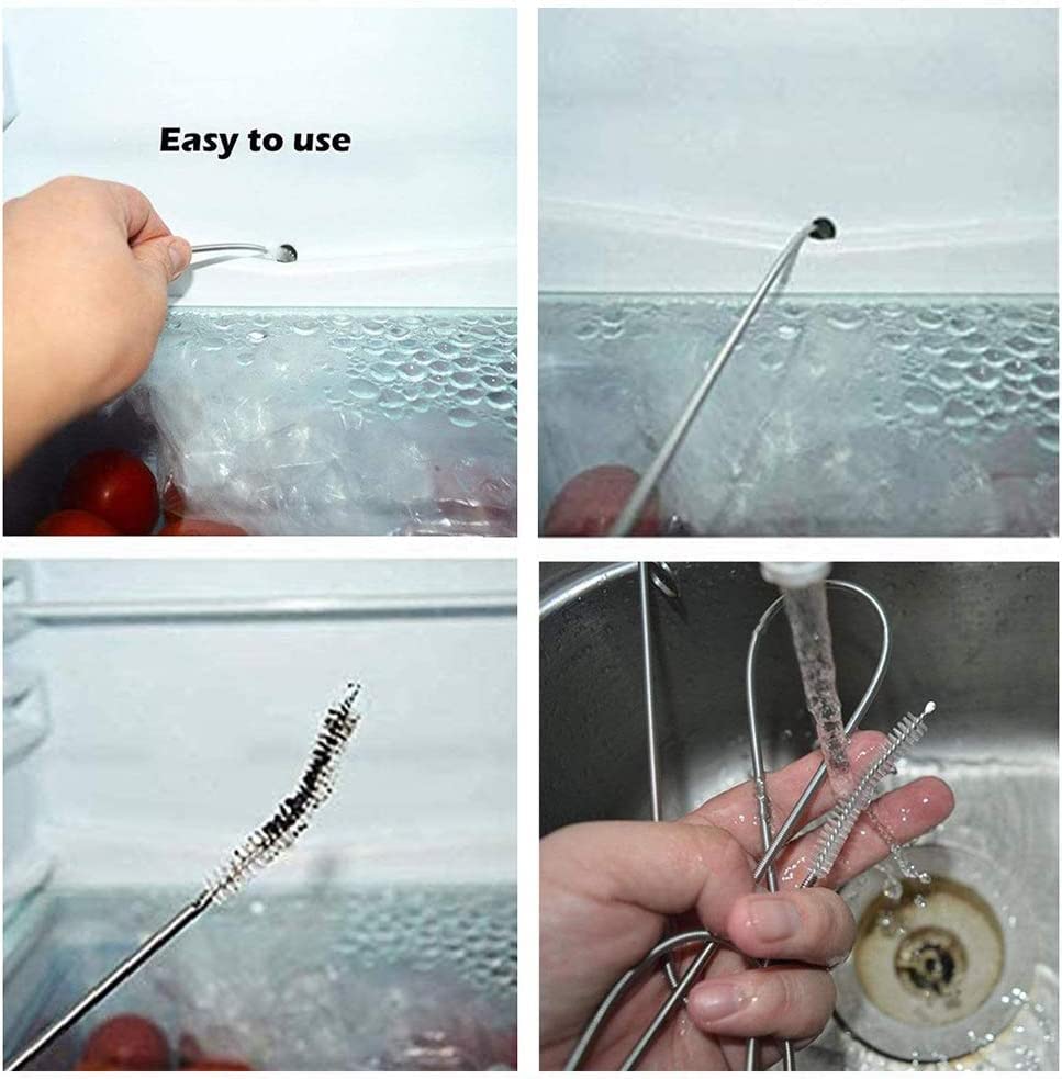 BYTRON Extra Long Pipe Tube Cleaner Fridge Drain Pipe Dredging Tool Flexible Drain Brush Skinny Tube Spiral Cleaning Brush Drinking Straw Cleaner Brush Nylon Spring Brush 155CM 3pcs