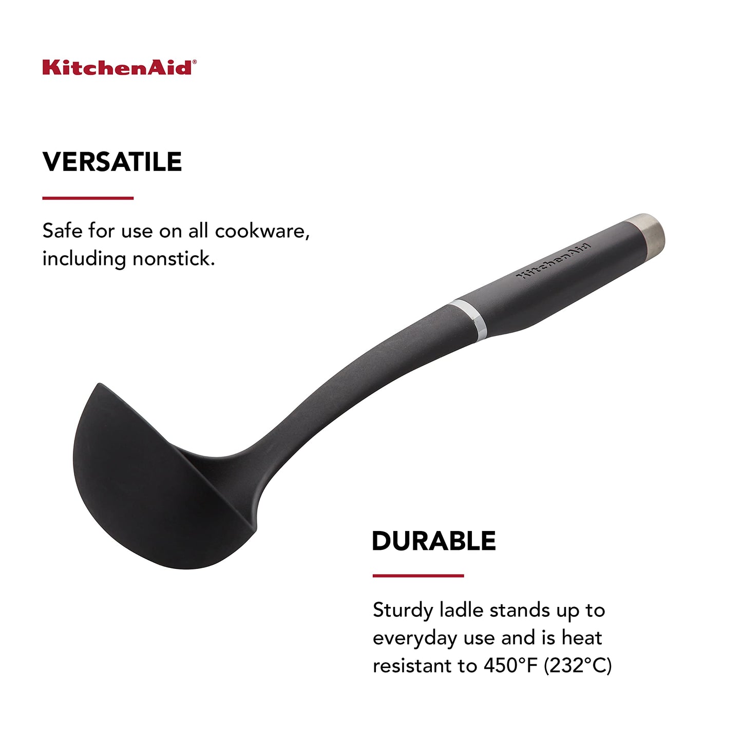 KitchenAid Gourmet Nylon Ladle, One Size, Black