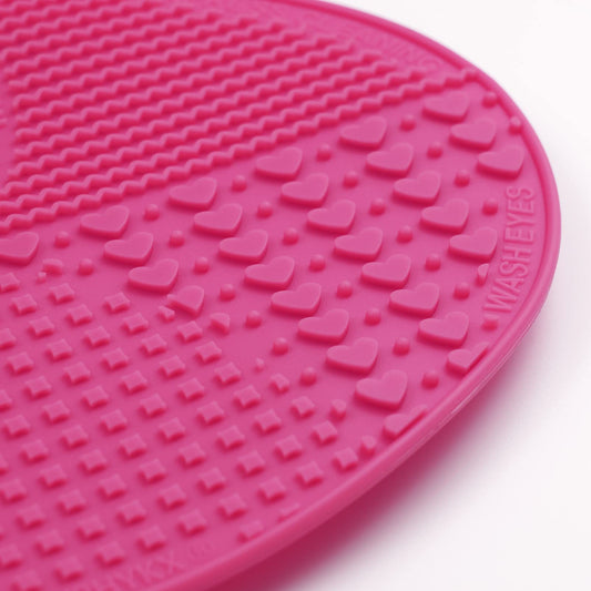 Makeup Brush Cleaner Mat Silicone Brush Cleaning Mat Big Size Make Up Brush Clean Pad with Suction Cup for Makeup Brush Cleaning (Hot Pink)