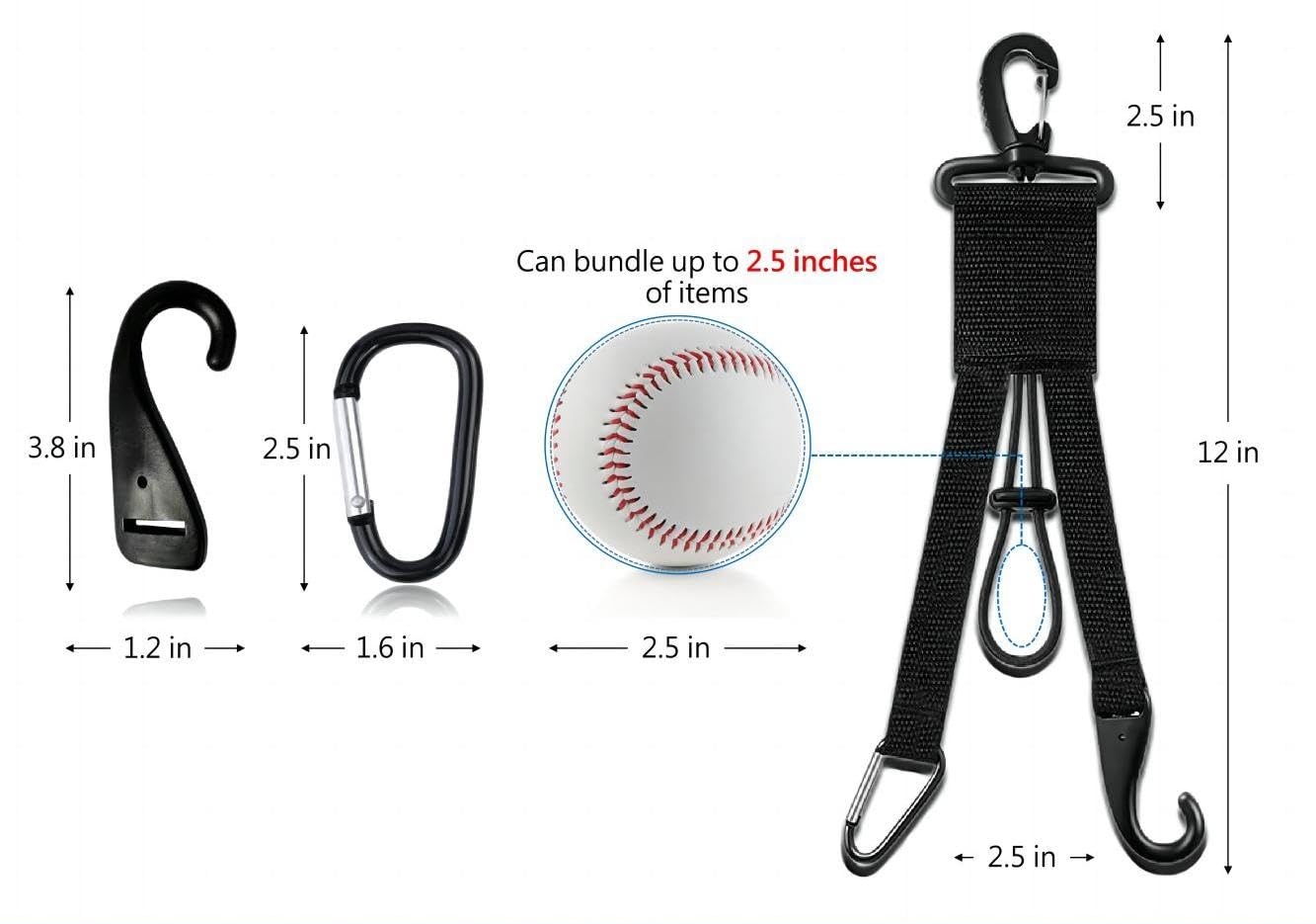 XINFULLWOL 3 in 1 Multifunctional hook,Baseball&Softball Equipment Hanger, Sports Accessories for Baseball,Softball,Hiking and Outdoor,Water Bottle Hiking Camping, Used Both Indoors and Outdoors(1pcs)