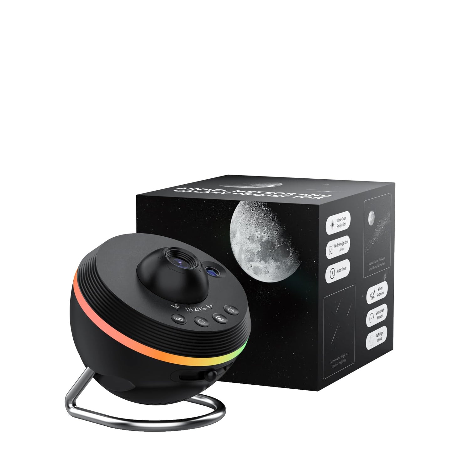 Ainael Galaxy Projector, Star Projector Planetarium Night Light Lamp Ceiling Space Starry Sky Projector avec bande lumineuse Meteor et Galaxy Projector pour chambre d'enfant Cadeau d'anniversaire de Noël (Noir)