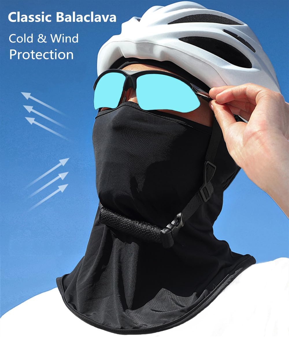 Pasamontañas para esquí, máscara para la cabeza, máscara facial completa, a prueba de viento, protección solar UV, bufanda para hombres y mujeres, gorra para ciclismo para deportes al aire libre (negro)