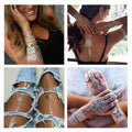 12 Sheets 110+ Metallic Temporary Tattoos for Adult Women Girls Tattoos Gold Silver Glitter Flash Waterproof Tattoo Stickers for Beach, Festivals, & Parties