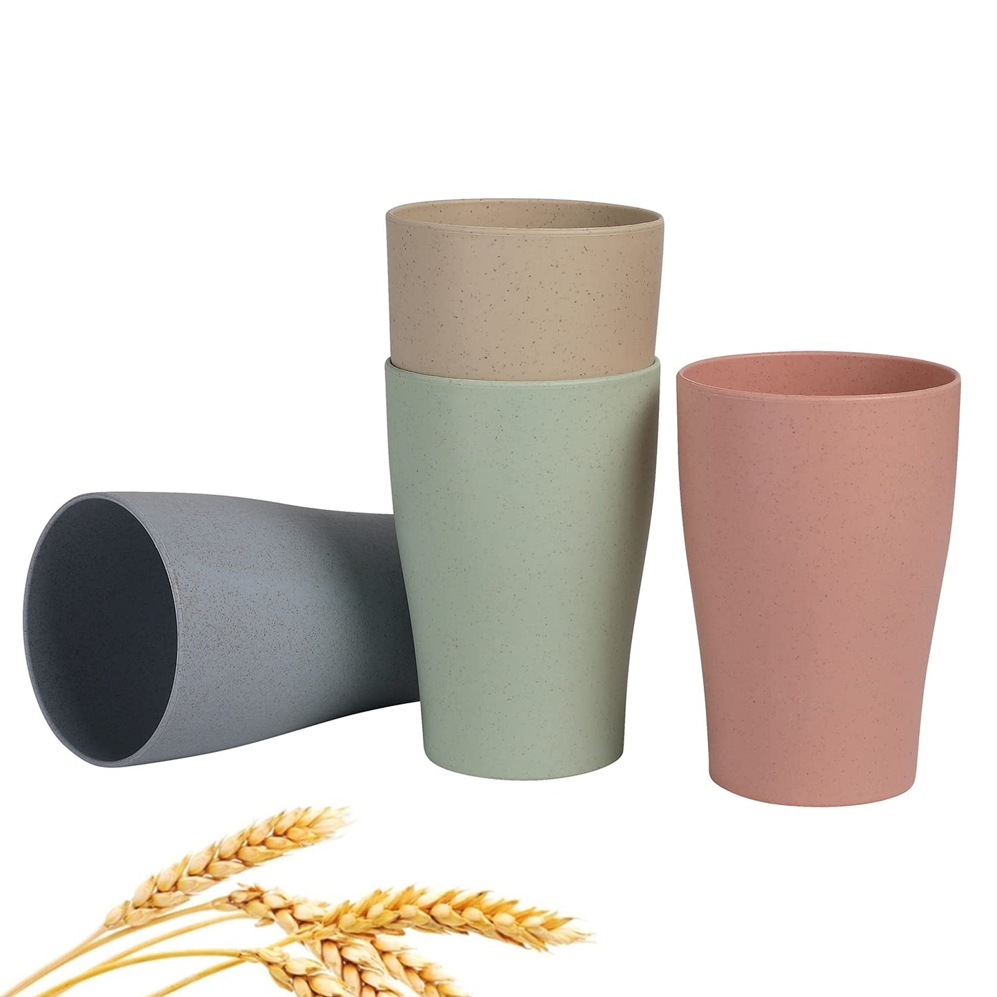 WANBY - Vaso de paja de trigo (8 unidades, irrompible y reutilizable), ecológico, saludable, para leche, jugo y agua, apto para lavavajillas (8 unidades, 15 oz)