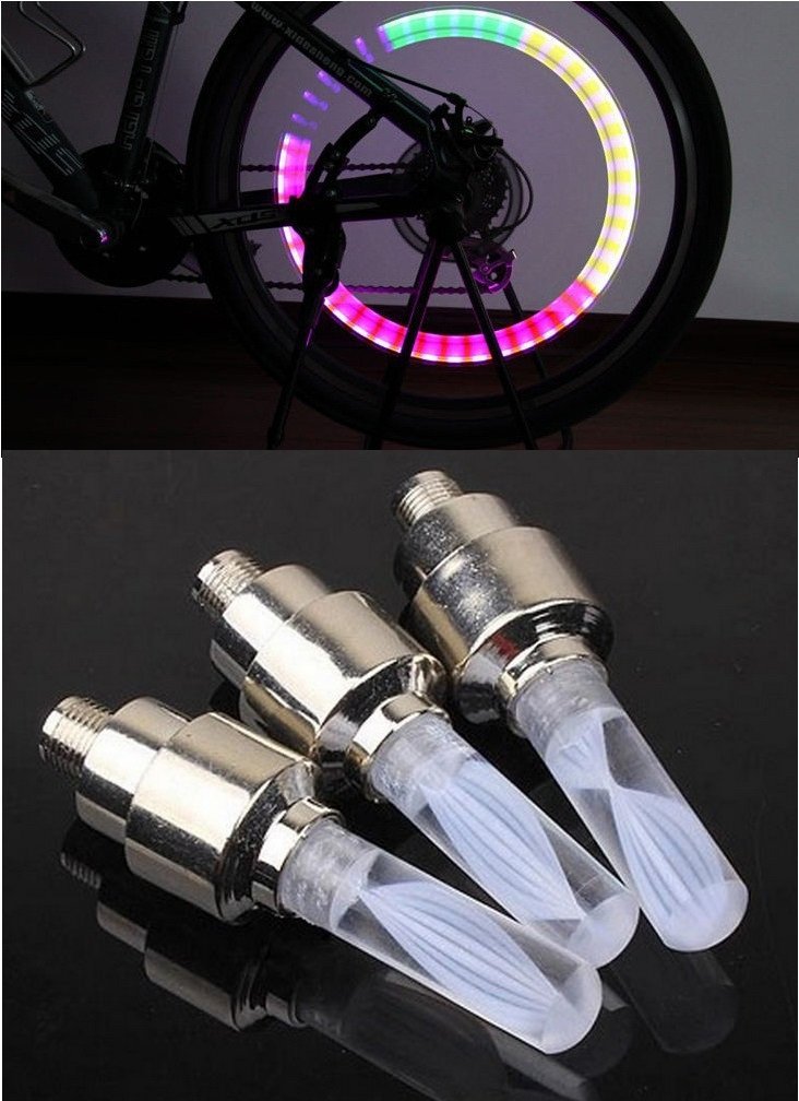 Dkiigame - Paquete de 10 luces LED para tapa de válvula de rueda de neumático de bicicleta (2 rojas, 2 amarillas, 2 azules, 2 verdes, 2 coloridas)