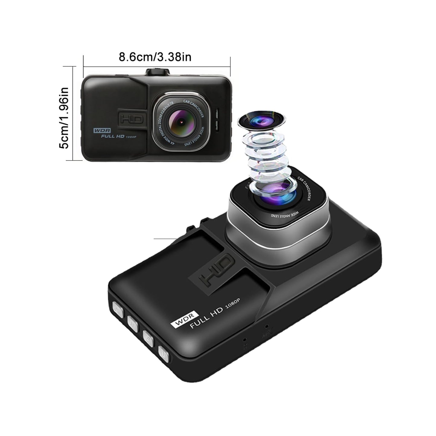 Caméra de tableau de bord pour voiture, objectif HD ultra grand angle 1080P, caméra de surveillance de voiture à vision nocturne HD, enregistreur vidéo HD, enregistreur vidéo de voiture caché, livré avec une carte mémoire de 32 Go