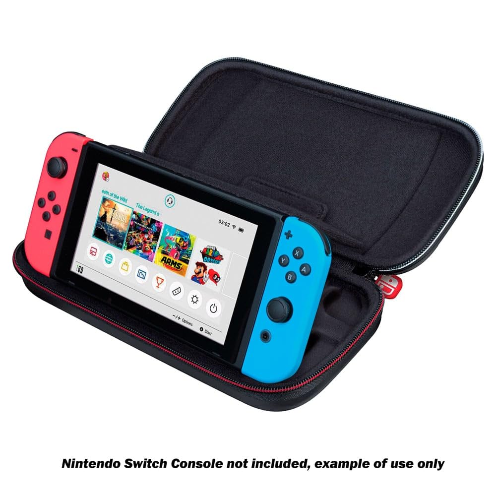 Étui Nintendo Switch Deluxe OLED Game Traveler - Également pour Switch et Switch Lite, nylon balistique noir, support de visualisation et étuis de jeu bonus, poignée de luxe, sous licence Nintendo, étui n°1 des ventes aux États-Unis