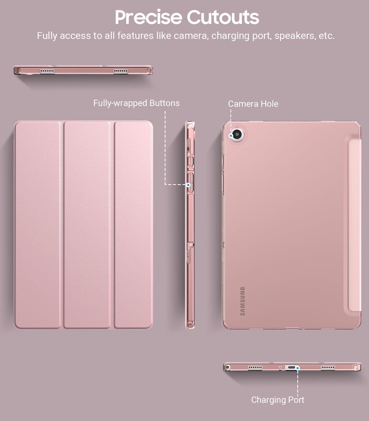 TiMOVO Case for Samsung Galaxy Tab A9+/A9 Plus 11" 2023, Slim Soft TPU Translucent Frosted Back Protective Cover for Galaxy Tab A9+ Tablet SM-X210/X216/X218, Auto Wake/Sleep, Rose Gold