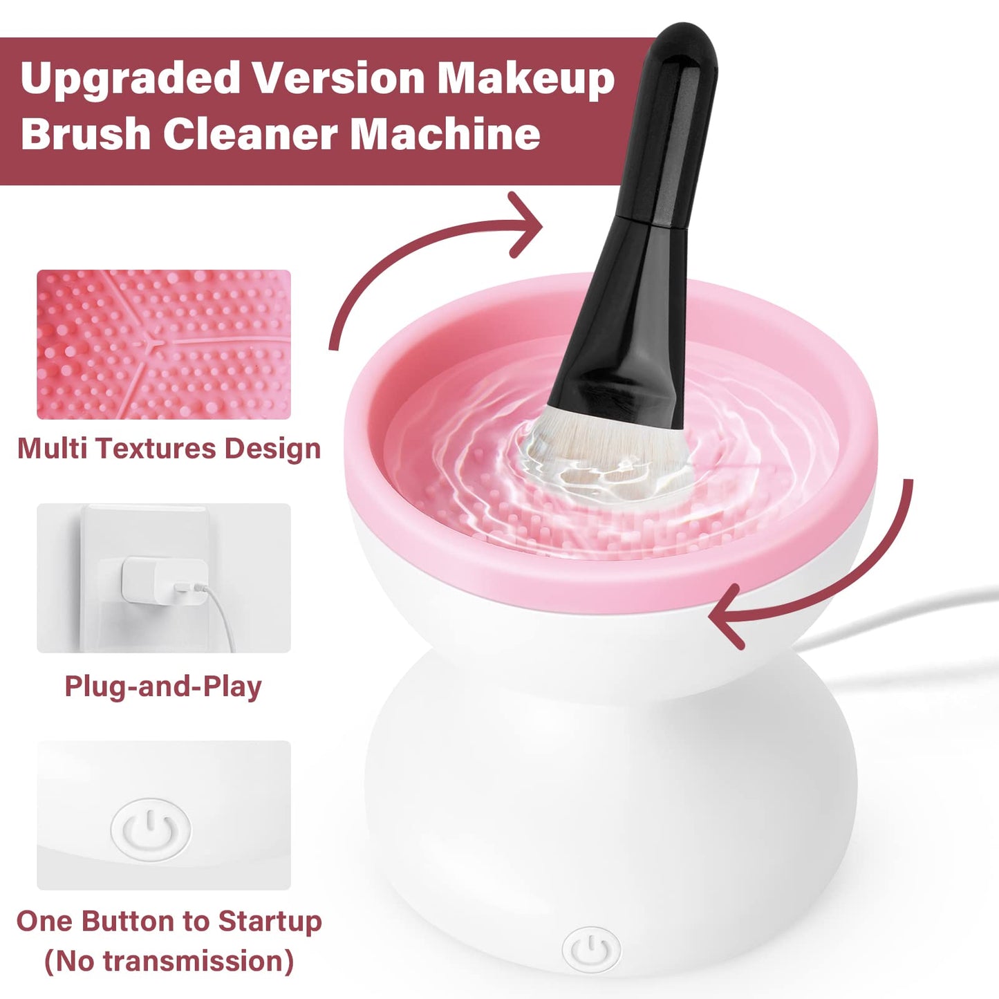 Electric Makeup Brush Cleaner Machine, Automatic USB Brushes Cleaner, Portable & Quickly Clean All Size of Beauty Makeup Brush Set, Women Gifts for Christmas, Birthday Gift for Women