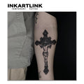 INKARTLINK Tattoo Tech,2 Sheets Extra-Large Semi Permanent Tattoo, Adult Art Design Temporary Tattoos, Lasts 1-2 Weeks, Waterproof, Realistic look, No Adhesive, No reflection (Christian Cross Design）